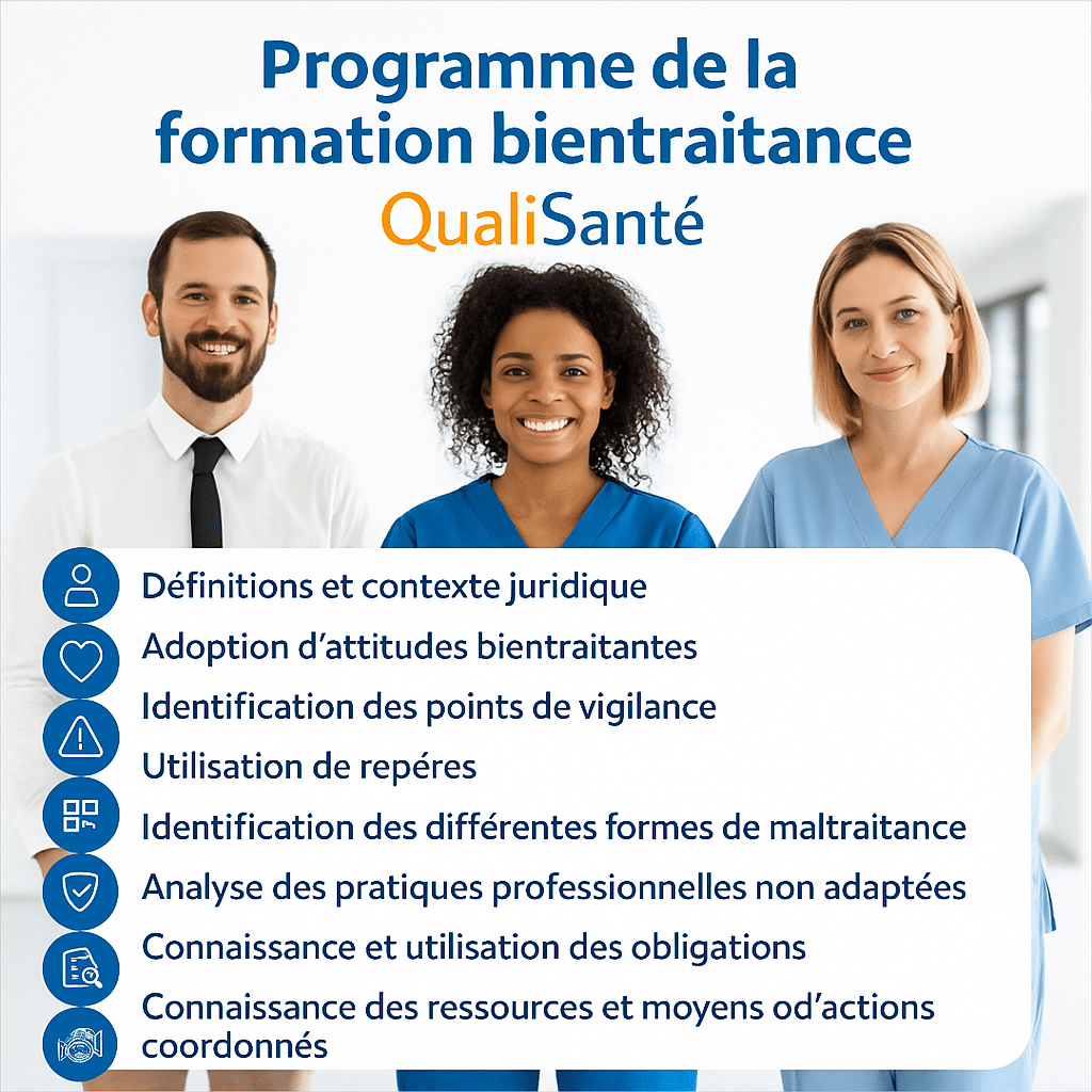 Programme de la formation bientraitance QualiSanté avec professionnels de santé en photo