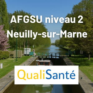 AFGSU niveau 2 Neuilly-sur-Marne : paysage du canal bordé d’arbres illustrant la proximité géographique de QualiSanté