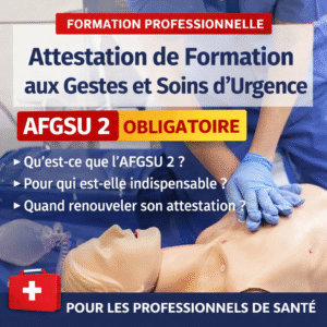 Attestation de Formation aux Gestes et Soins d'Urgence AFGSU 2 â professionnel de santĂ© rĂ©alisant une rĂ©animation cardio-pulmonaire lors dâune formation CESU