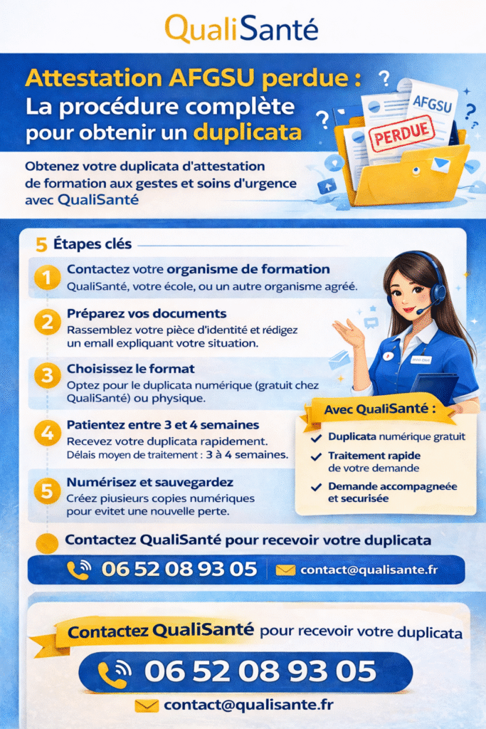 Attestation AFGSU perdue : procédure complète pour obtenir un duplicata – QualiSanté