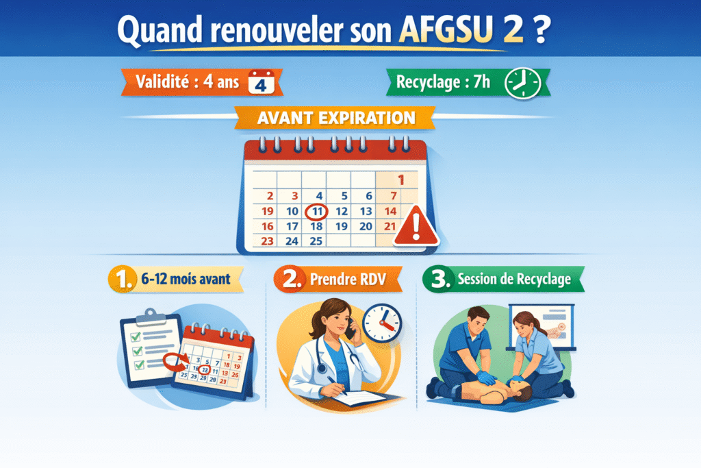 Quand renouveler son AFGSU 2 : validité, recyclage et délais à respecter