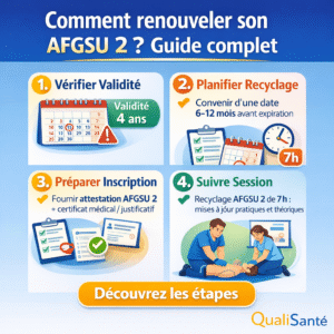 Comment renouveler son AFGSU 2 ? : étapes clés du recyclage AFGSU 2, validité 4 ans et formation obligatoire de 7 heures