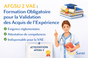 AFGSU 2 VAE illustrant la formation obligatoire aux gestes et soins d’urgence pour valider un dossier de Validation des Acquis de l’Expérience chez les professionnels de santé.