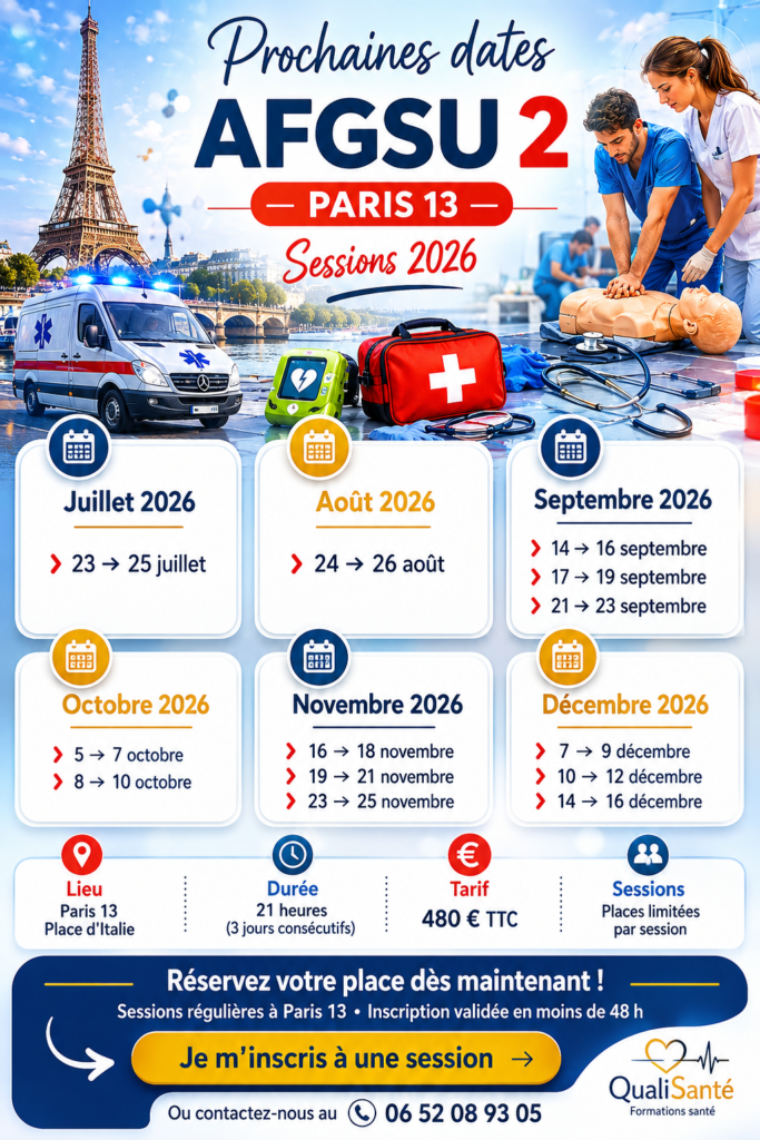 Prochaines dates AFGSU 2 à Paris et Île-de-France – Sessions 2026